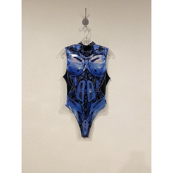 Trickz N Treatz Bodysuit Womens Large Robot Print Sleeveless Dollskill - Picture 1 of 5